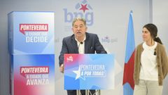 Miguel Anxo Fern�ndez Lores y Sabela Bar�, este viernes en la sede del BNG en Pontevedra