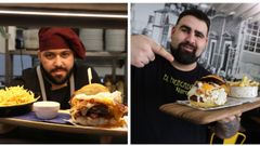 En la imagen, las hamburguesas del Zahara (izquierda) y El Mercado (derecha) que participan en el concurso