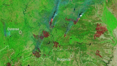 Imagen de los fuegos en Ourense el 16 de agosto con infrarrojos