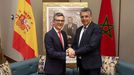 El titular de Justicia espa�ol, F�lix Bola�os, el pasado 9 de abril con su hom�logo marroqu�, Abdellatif Ouahbi, en un encuentro de los ministros del ramo de Portugal, Espa�a y Marruecos para impulsar su colaboraci�n de cara al Mundial del 2030.