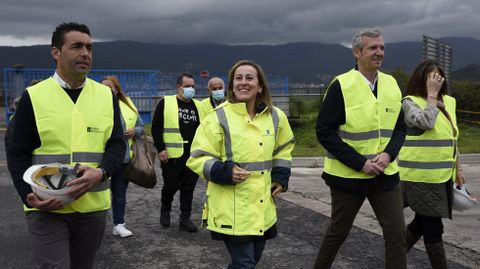 El delegado de la Xunta en Pontevedra, Luis Lpez; la conselleira de Infraestruturas, Ethel Vzquez; y el vicepresidente de la Xunta, Alfonso Rueda