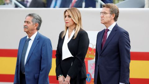 Desfile del Dia de la Fiesta Nacional: Miguel Ángel Revilla, Susana Díaz y Alberto Núñez Feijoo