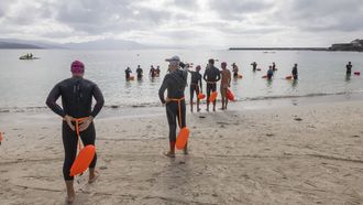 Un instante de la prueba disputada en la playa de Langosteira.