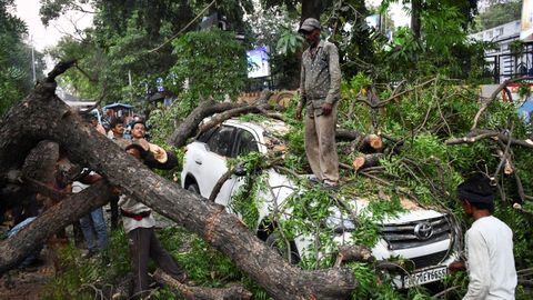 Imagen de los efectos de las tormentas registradas en�Uttar Pradesh.