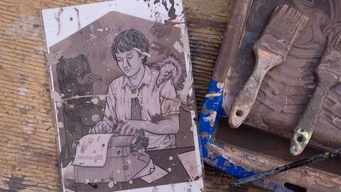 Mural homenaje a la escritora Dolores Medio, realizado por Lidia Cao