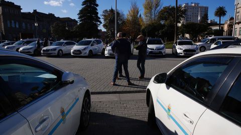 Concentraci�n de protesta de taxistas en Pontevedra.