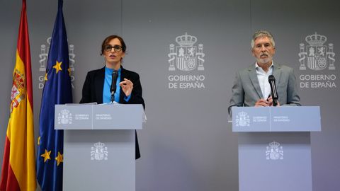 La ministra de Sanidad, M�nica Garc�a, durante la rueda de prensa ofrecida junto al ministro de Interior