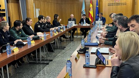Reuni�n de la comisi�n del plan director de convivencia y seguridad escolar de Galicia, este jueves en la Delegaci�n del Gobierno.