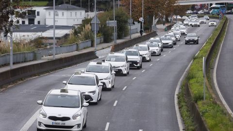 Protesta de los taxistas coru�eses contra los VTC