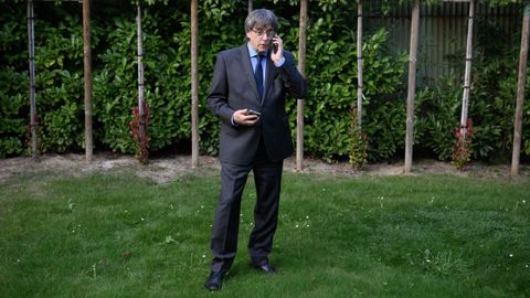 Puigdemont, este martes en Waterloo tras su declaraci�n institucional.