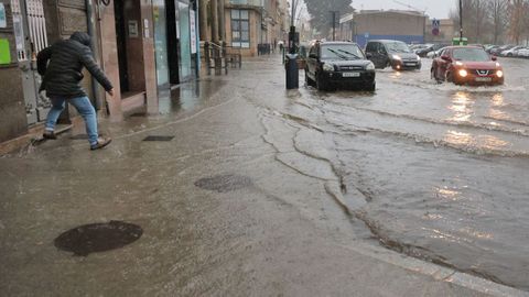 Inundaciones en la avenida de Galicia en Cambados