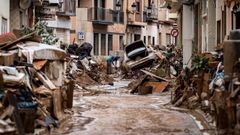 Voluntarios limpian las calles de Paiporta tras el paso de la dana