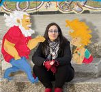 Cristina Corral con Xenaro y Crunia, los personajes de su �ltimo libro.