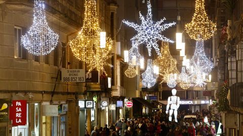 Iluminacin navidea en las calles del centro de Pontevedra