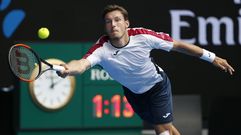 Pablo Carre�o, en un momento de su partido con Cilic en el Open de Australia