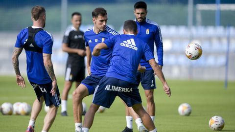 Dani Calvo, durante un entrenamiento en El Requexn