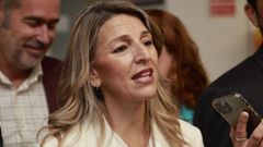 Yolanda D�az, la vicepresidenta segunda del Gobierno y ministra de Trabajo y Econom�a Social,  esta ma�ana en A Coru�a. 