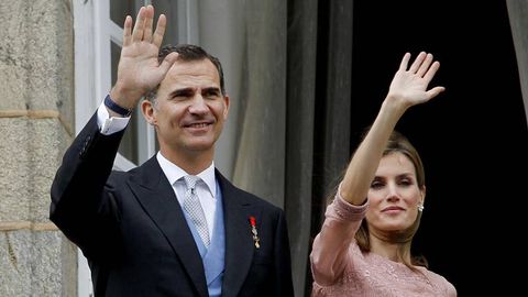 Los reyes en su reciente visita a Santiago.