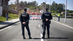 Fuerte dispositivo policial en la protesta del sector del metal en Pontevedra.