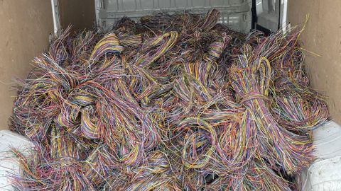 Material de cobre incautado por la Guardia Civil.