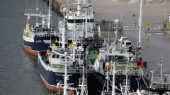 A la izquierda, en primera l�nea, el Punta Candieira, atracado en Celeiro, en una foto de archivo