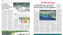 La apertura de una playa fluvial es algo que los lucenses comenzaron a demandar en el a�o 2007, fecha en la que se public� la noticia que se puede ver en la imagen de la esquina inferior izquierda. En los a�os venideros se intent� en varias ocasiones conseguir sacar el proyecto adelante, como se puede ver en la fotograf�a de abajo a la derecha, que data del 2022, y en la que se informa de la aparente apertura del arenal, cosa que no acab� sucediendo.