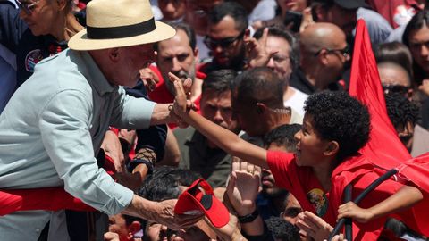 Lula, candidato a la reelecci�n, durante un acto de campa�a en Sao Paulo.