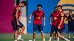 Jugadores de FC Barcelona durante un entrenamiento de pretemporada.