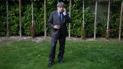 Puigdemont, este martes en Waterloo tras su declaraci�n institucional.