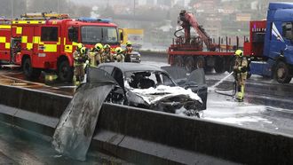 El veh�culo qued� completamente calcinado