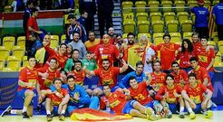La selecci�n celebr� la consecuci�n de la medalla de bronce en el Europeo Juvenil. 