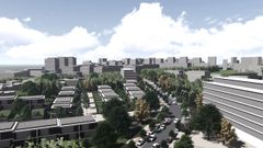 Recreaci&oacute;n del nuevo barrio Ofim&aacute;tico que se quiere crear en Vigo