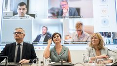 La ministra de Vivienda y Agenda Urbana, Isabel Rodr�guez, este mi�rcoles en la reuni�n con el grupo de trabajo de alquiler de temporada
