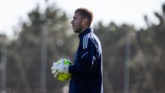 El guardameta Rub�n Blanco, en un entrenamiento con el Celta.