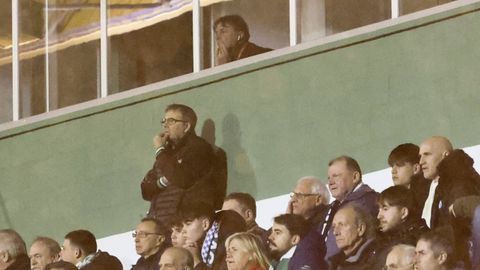 Cristóbal, sancionado, observando el primer partido del 2025 en A Malata desde una de las cabinas del estadio. 