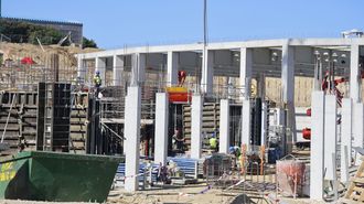 Imagen de las obras del proyecto del Celta en Mos este lunes.