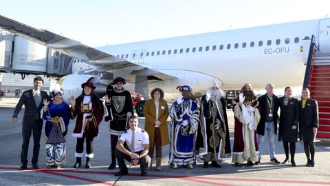 Los Reyes Magos a su llegada a Lavacolla