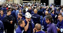 Imagen de archivo de una manifestaci�n de la plantilla de Navantia por m�s trabajo.