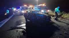 LTIMA MUERTE EN GALICIA La foto es del coche de un conductor que iba en sentido contrario y que muri el pasado junio al estrellarsae contra otro coche en la A-6, en Coirs