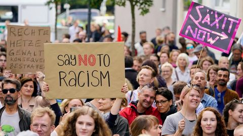 Manifestaci�n contra el racismo en Berl�n en agosto del 2018, tras un ataque de tintes xen�fobos