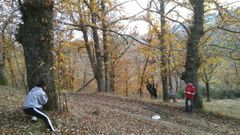 Alumnos del colegio Ux�o Novoneyra de Pedrafita do Cebreiro examinaron un souto el pasado martes 