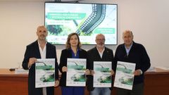 De izquierda a derecha, el director de INGEO, Alfredo Fern&aacute;ndez; la directora territorial de la Conseller&iacute;a de Econom&iacute;a e Industria, Alicia L&oacute;pez; el diputado de Medio Ambiente y Energ&iacute;as Renovables de la Diputaci&oacute;n, Jos&eacute; Mar&iacute;a Lago; y el gerente de Expourense, Rogelio Mart&iacute;nez.