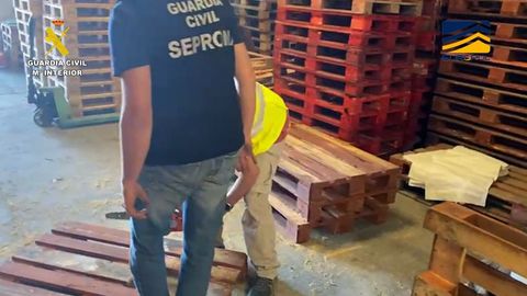 Agentes del Seprona inspeccionan una partida de pal�s y otros embalajes de madera