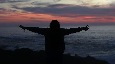 Atardecer en el faro de Corrubedo, uno de los puntos ms visitados