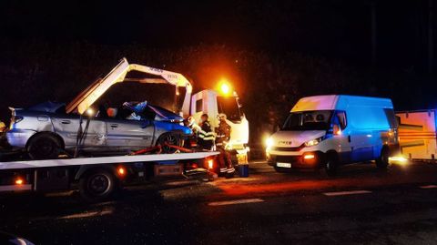 El �ltimo accidente en la N-640, en el que fallecieron tres j�venes en Caldas, a principios de junio del 2021.
