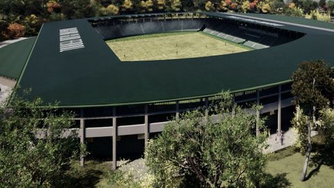 Recreaci�n del aspecto del estadio con la nueva cubierta en verde oce�nico. 