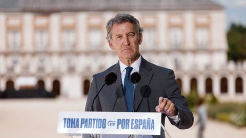 Feijoo, durante una rueda de prensa en el Hotel NH Collection Palacio de Aranjuez.
