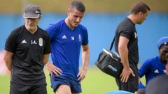 Christian Fernandez Anquela Real Oviedo Requexon.Christian Fernandez y Anquela, durante un entrenamiento en El Requexon