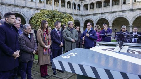 Prototipo del dron y la base de operacin diseada por el Centro Tecnolgico ITG que Abanca cede a la Xunta de Galicia para la prevencin de incendios
