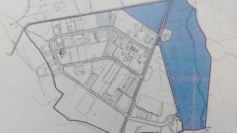 Un plano del pol�gono industrial de O Reboredo en el que est�n marcados en azul los nuevos terrenos
